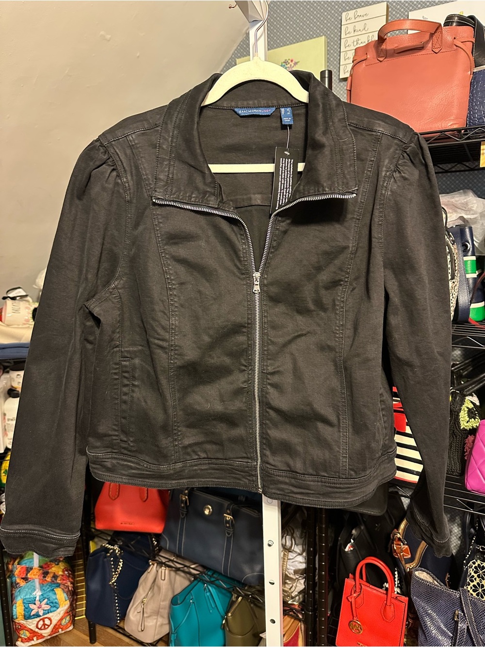 Isaac Mizrahi Black Lightweight Zip-Front Jacket